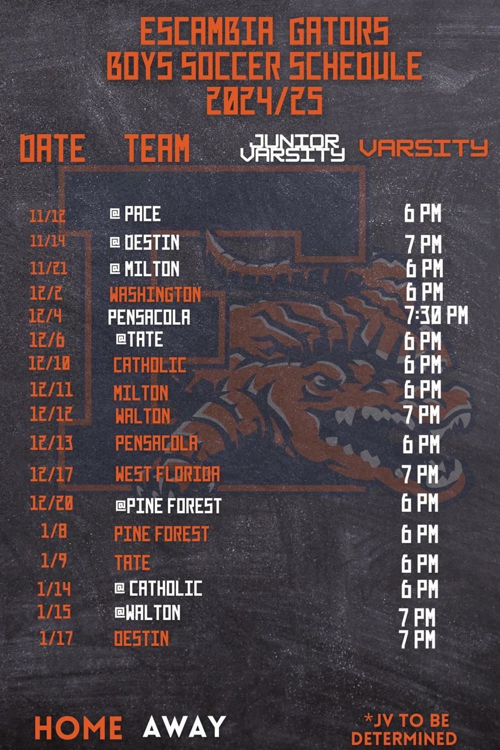 Boys Soccer schedule 