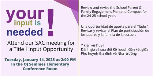 SAC Meeting January 14, 2025