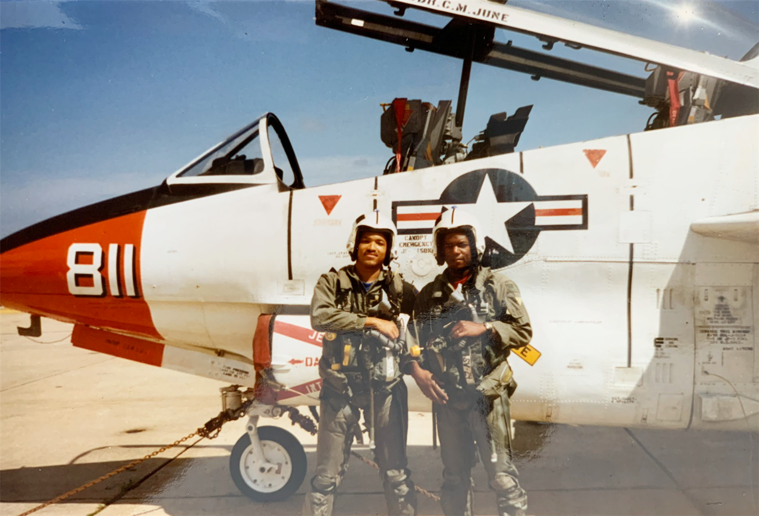 Marsh and Walker in 1990 as they attended the flight program at Pensacola NAS